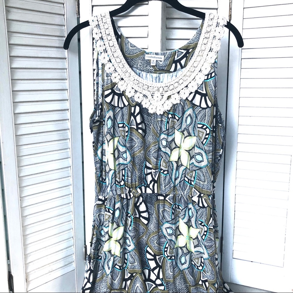 Croft & barrow sleeveless dress with pockets crochet collar